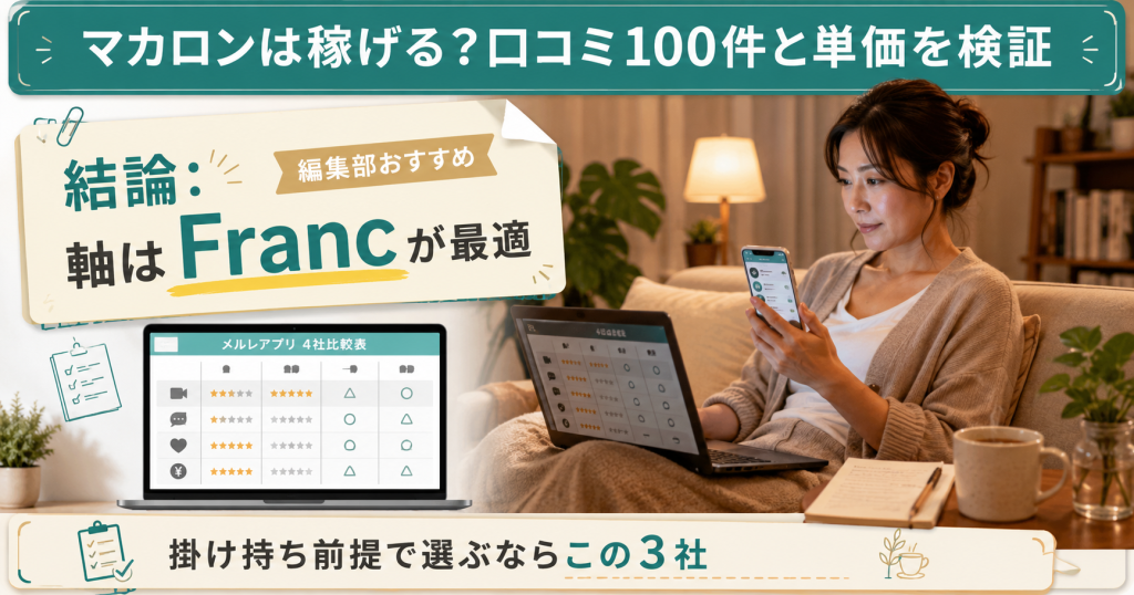 マカロンは稼げるか口コミ100件と単価を検証した結論を1枚で整理した図解