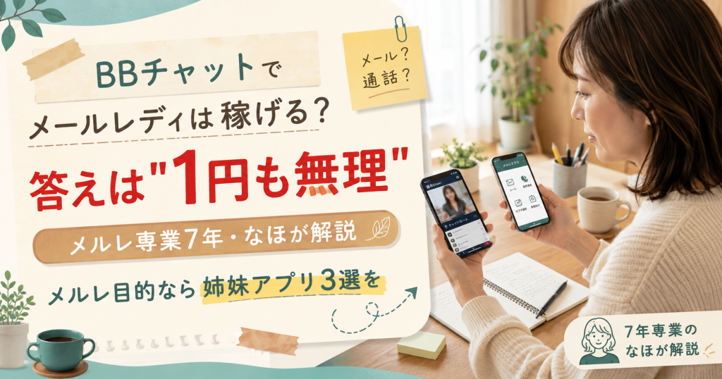 BBchatTVはメルレで稼げない結論を、なほが7年専業の視点で解説する記事のアイキャッチ画像