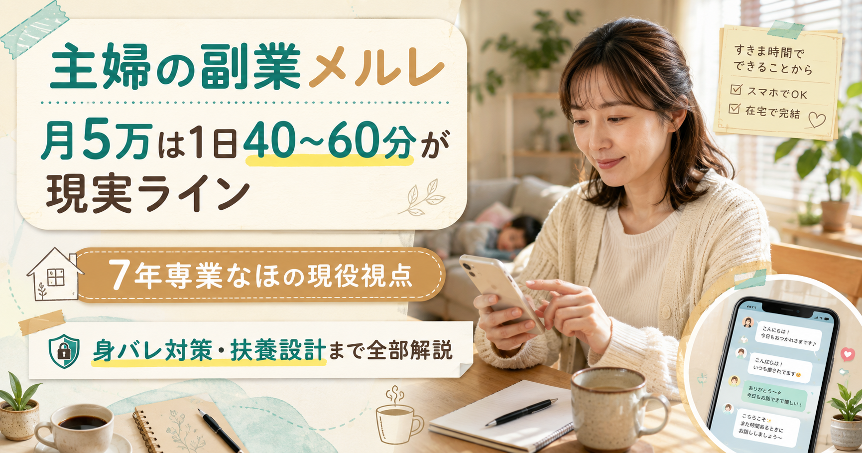 主婦の副業ならメールレディ|身バレ対策と月5万・10万を目指す現実的な始め方