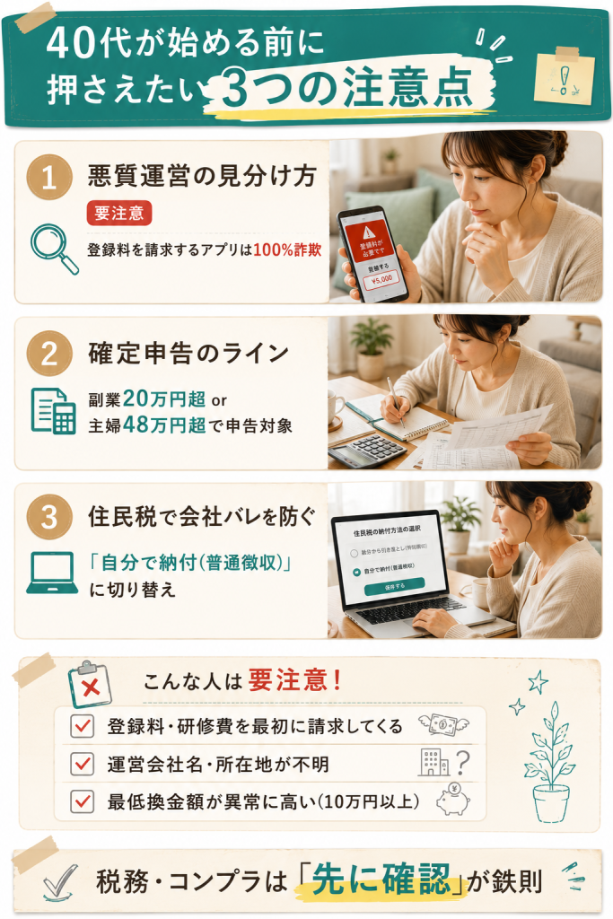 悪質運営の見分け方・確定申告・住民税対策の3つの注意点