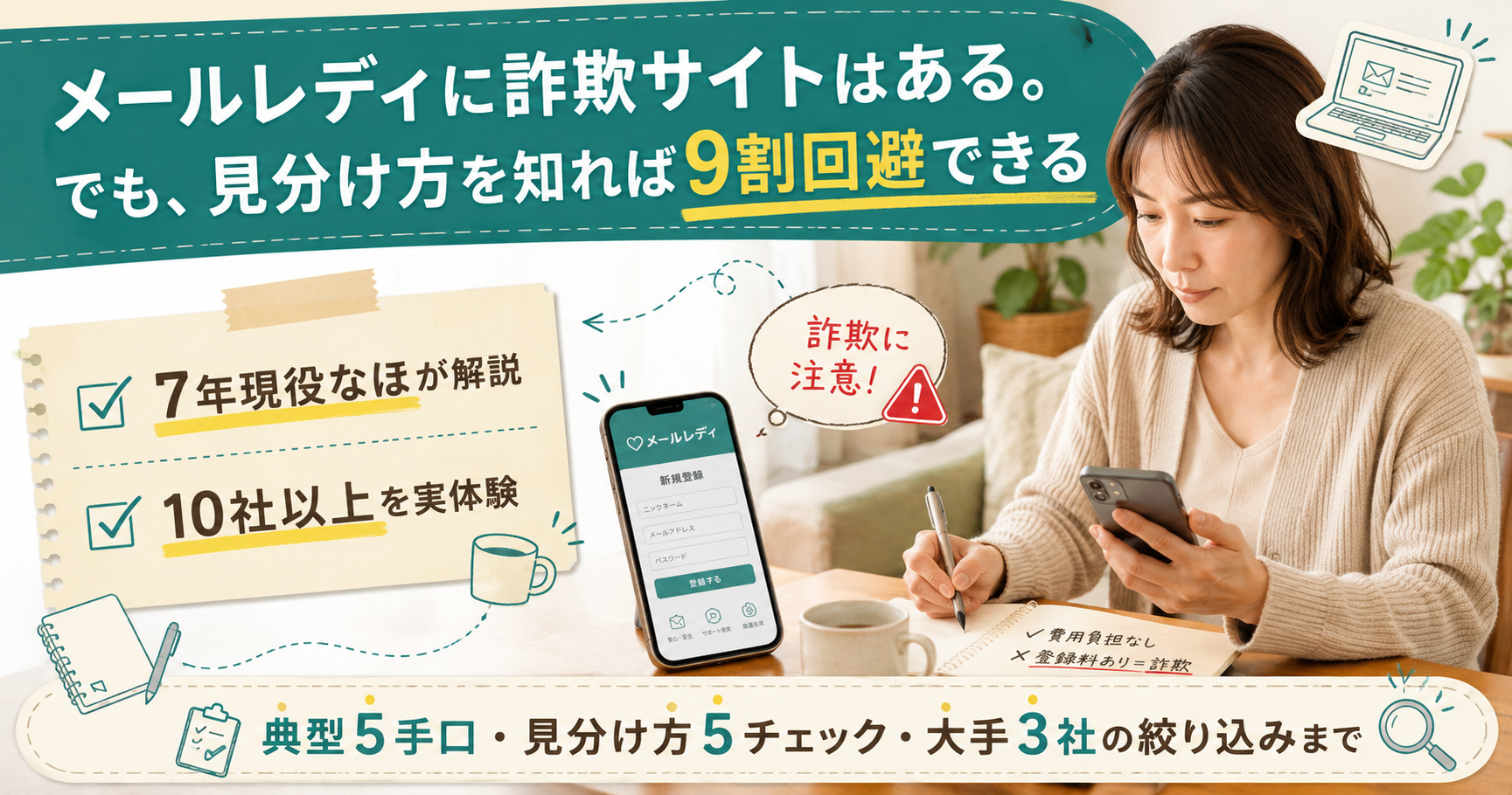 メールレディ詐欺の5手口を7年現役メルレが暴露|騙されない大手3社の選び方