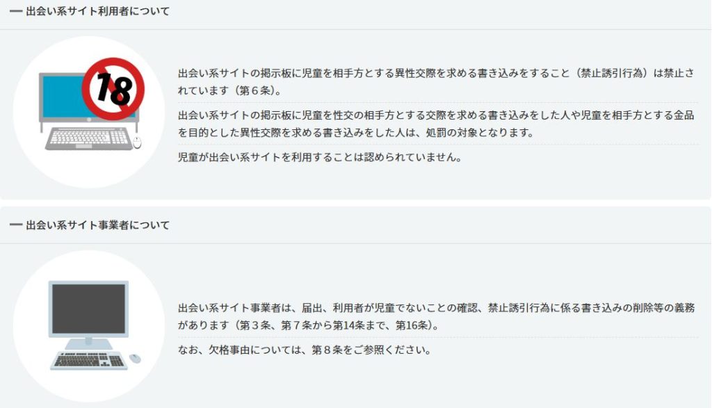 警察庁の出会い系サイト規制ガイドライン。年齢確認義務に関する公的基準